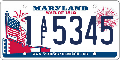 MD license plate 1AF5345