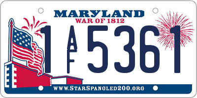 MD license plate 1AF5361