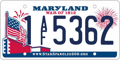 MD license plate 1AF5362