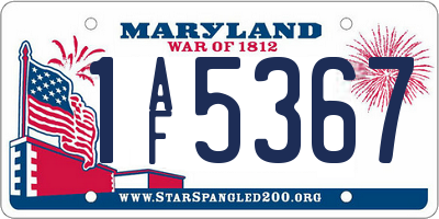 MD license plate 1AF5367
