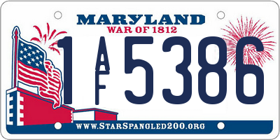 MD license plate 1AF5386