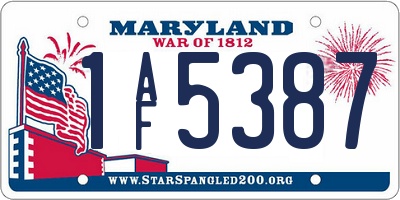 MD license plate 1AF5387