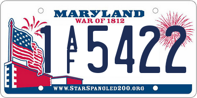MD license plate 1AF5422