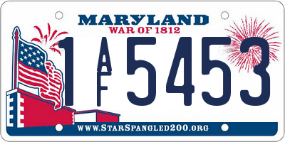 MD license plate 1AF5453