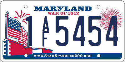 MD license plate 1AF5454