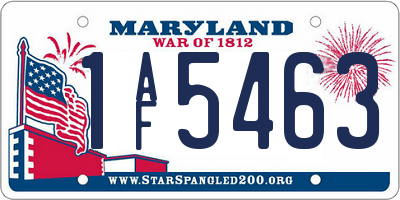 MD license plate 1AF5463