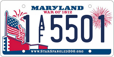 MD license plate 1AF5501