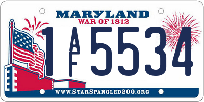MD license plate 1AF5534