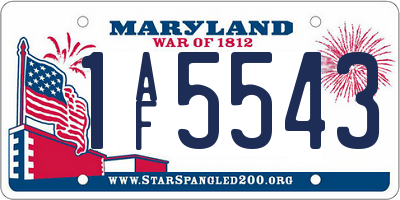 MD license plate 1AF5543