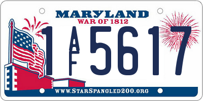 MD license plate 1AF5617