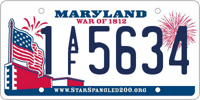 MD license plate 1AF5634