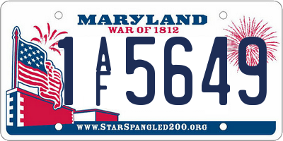 MD license plate 1AF5649