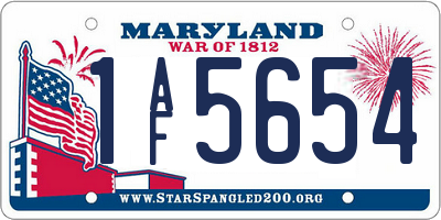 MD license plate 1AF5654