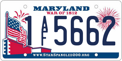 MD license plate 1AF5662