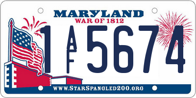 MD license plate 1AF5674
