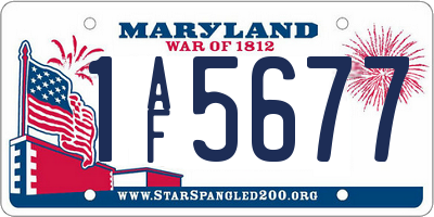 MD license plate 1AF5677
