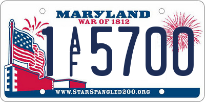 MD license plate 1AF5700
