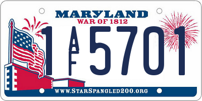 MD license plate 1AF5701