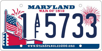 MD license plate 1AF5733