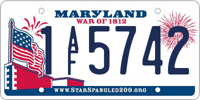 MD license plate 1AF5742