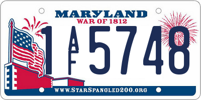 MD license plate 1AF5748