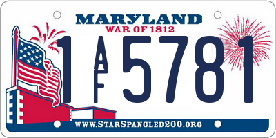 MD license plate 1AF5781