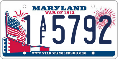 MD license plate 1AF5792