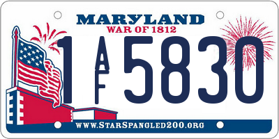 MD license plate 1AF5830