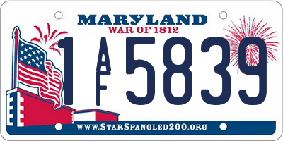 MD license plate 1AF5839