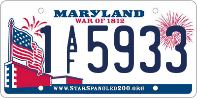 MD license plate 1AF5933