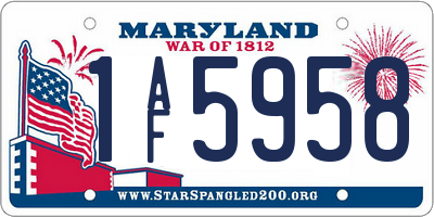 MD license plate 1AF5958