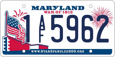 MD license plate 1AF5962