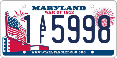 MD license plate 1AF5998