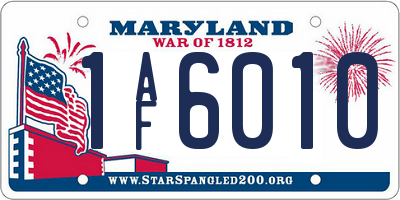 MD license plate 1AF6010