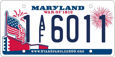 MD license plate 1AF6011