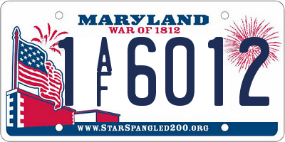 MD license plate 1AF6012