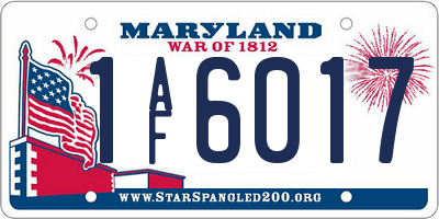 MD license plate 1AF6017