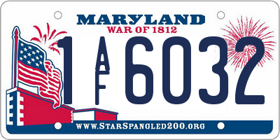 MD license plate 1AF6032