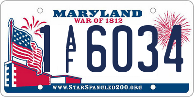 MD license plate 1AF6034