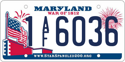 MD license plate 1AF6036