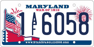 MD license plate 1AF6058