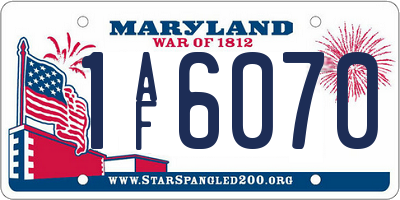 MD license plate 1AF6070