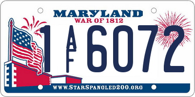 MD license plate 1AF6072
