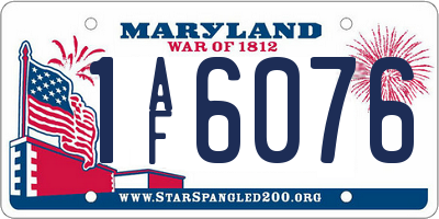MD license plate 1AF6076
