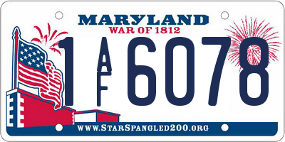 MD license plate 1AF6078