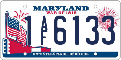 MD license plate 1AF6133