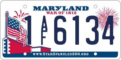 MD license plate 1AF6134