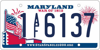 MD license plate 1AF6137