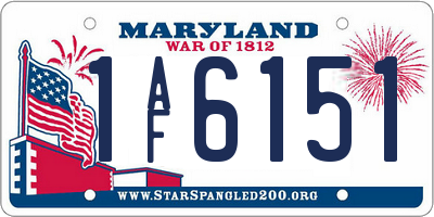 MD license plate 1AF6151