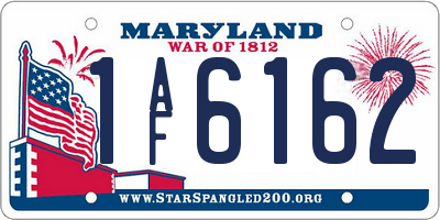 MD license plate 1AF6162